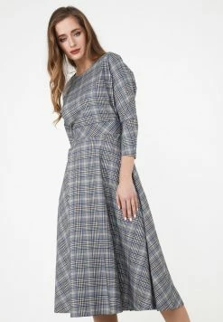 Madam-T ASUANA - Robe De Jour - Grau/ Indigo