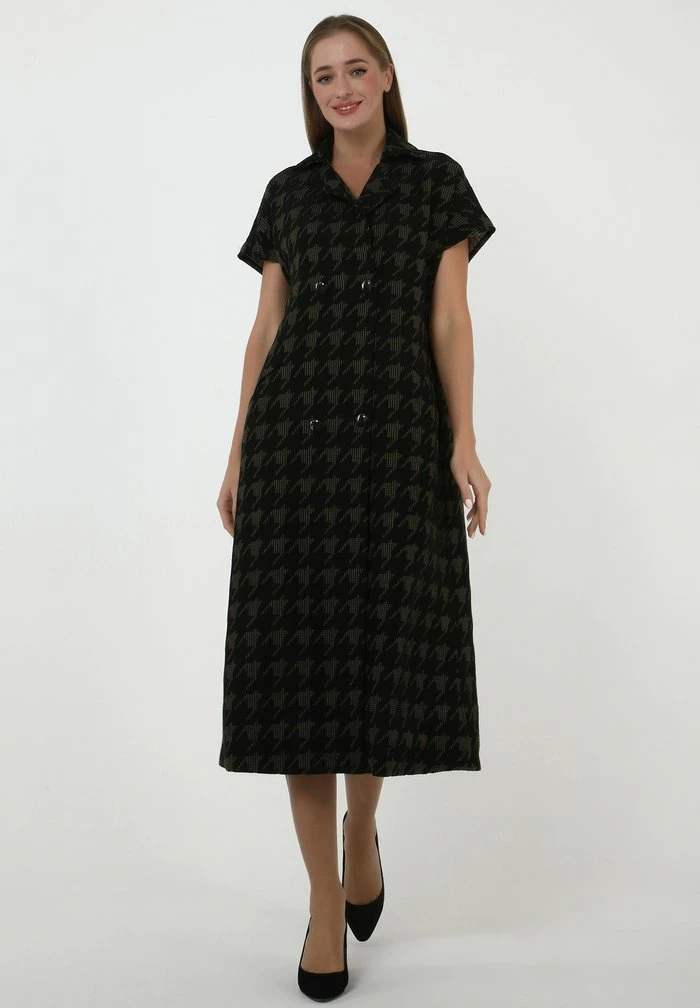 Madam-T ITELIA - Robe En Jersey - Schwarz Khaki 2 Madam-T ITELIA - Robe En Jersey - Schwarz Khaki – Image 2