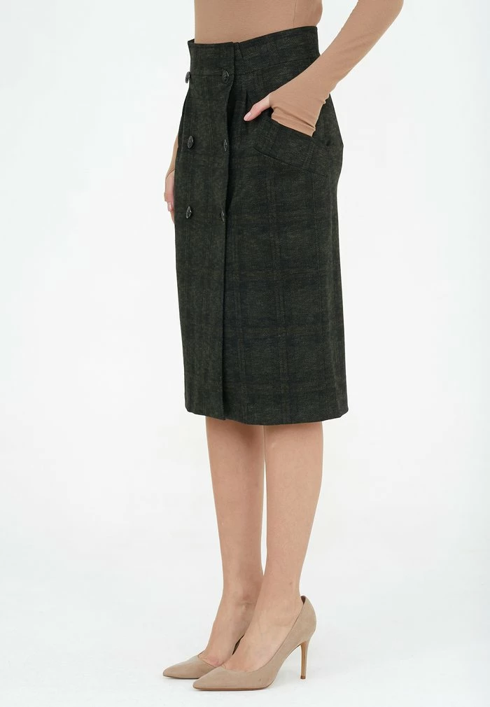 Madam-T ROCK NORMA - Jupe Portefeuille - Khaki 4 Madam-T ROCK NORMA - Jupe Portefeuille - Khaki – Image 4