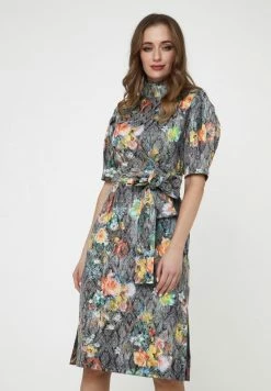 Madam-T Robe Fourreau - Braun, Gelb