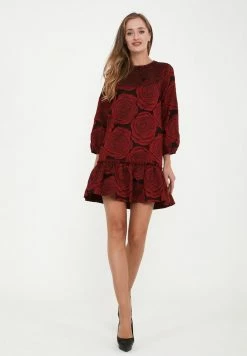 Madam-T FIKERA - Robe De Jour - Wein-rot, Schwarz