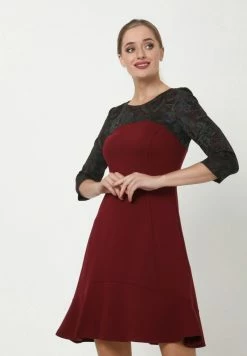 Madam-T Robe De Jour - Grau, Weinrot