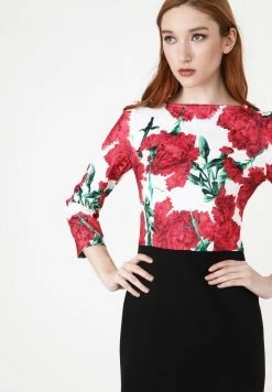 Madam-T Robe Fourreau - Weiß Rot -Madam-T Soldes 2022 c7e9798a50c8465eb756a83e4ff403fe