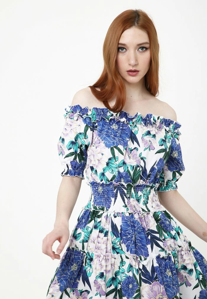 Madam-T Robe De Jour - Weiß, Kornblumenblau 4 Madam-T Robe De Jour - Weiß, Kornblumenblau – Image 4