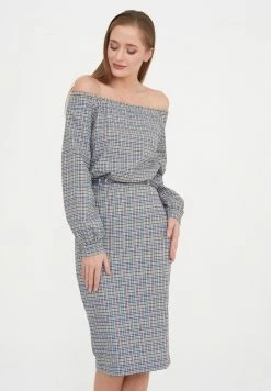 Madam-T KALIPSA - Robe Fourreau - Grau/gelb