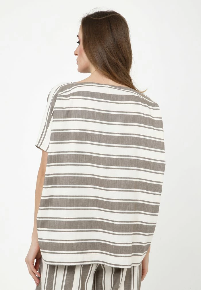 Madam-T SHARON - T-shirt Imprimé - Hellbraun, Weiß 3 Madam-T SHARON - T-shirt Imprimé - Hellbraun, Weiß – Image 3