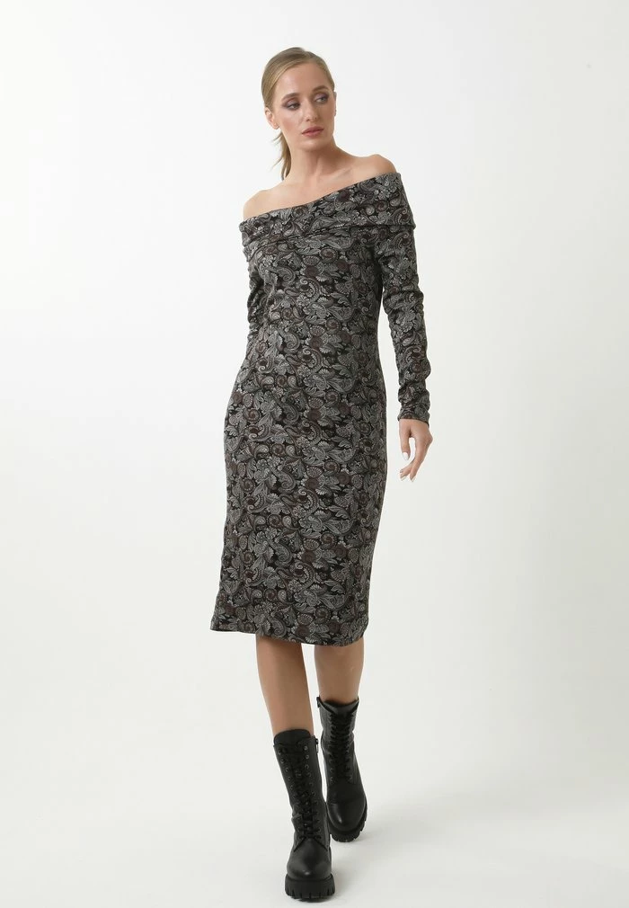 Madam-T JANINE - Robe Fourreau - Schwarz, Braun 3 Madam-T JANINE - Robe Fourreau - Schwarz, Braun – Image 3