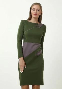 Madam-T DELPH - Robe Fourreau - Khaki Grau