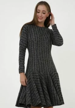 Madam-T SAMARA - Robe Pull - Grau Hellbraun
