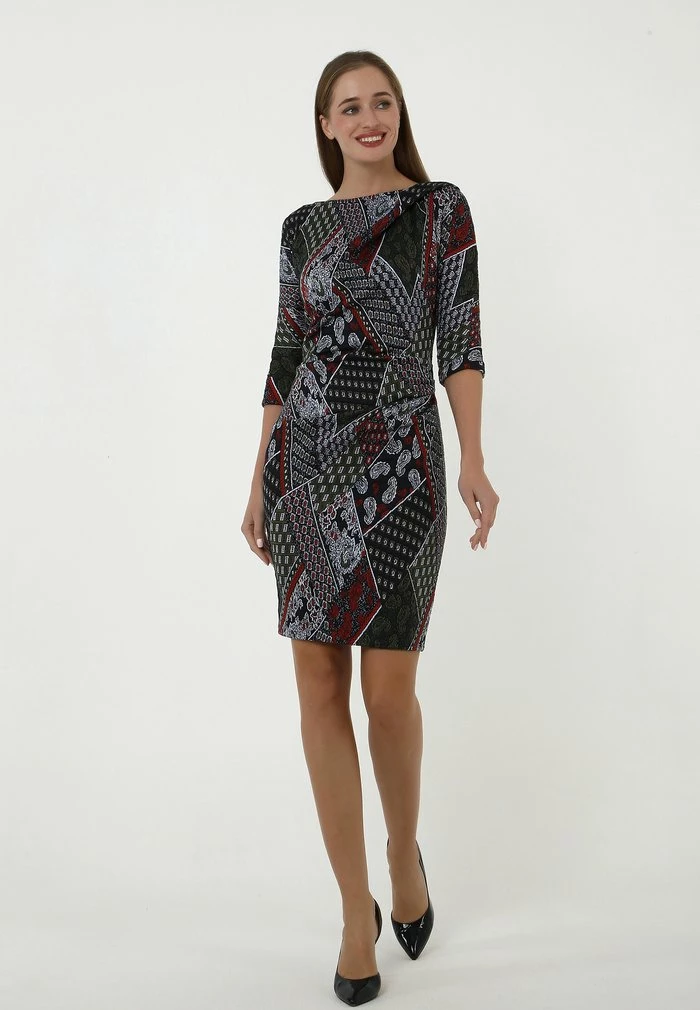 Madam-T PIHTA - Robe Fourreau - Khaki, Rot 2 Madam-T PIHTA - Robe Fourreau - Khaki, Rot – Image 2