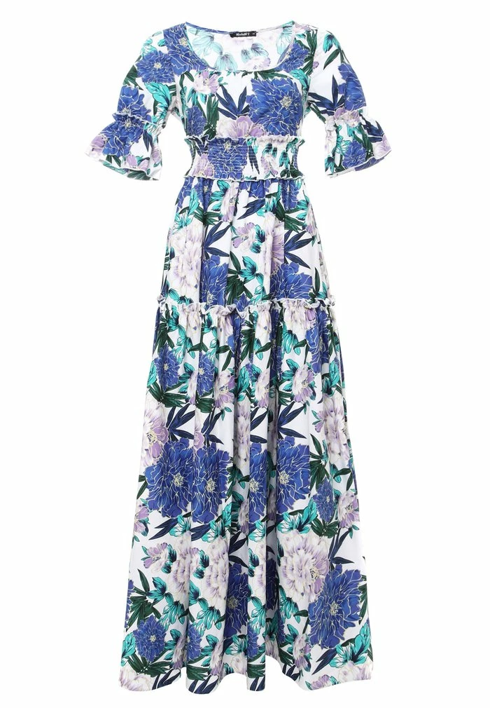 Madam-T SALAMEA - Robe Longue - Weiß, Kornblumenblau 8 Madam-T SALAMEA - Robe Longue - Weiß, Kornblumenblau – Image 8