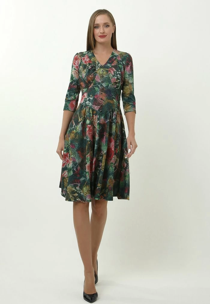 Madam-T DAISY - Robe De Jour - Grün/ Rot 2 Madam-T DAISY - Robe De Jour - Grün/ Rot – Image 2