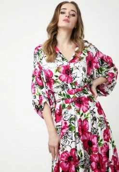Madam-T Robe Longue - Weiß, Rosa -Madam-T Soldes 2022 d6d130c29765452fa971656375da2dc7