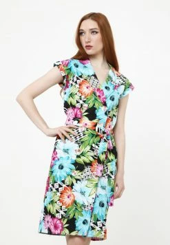 Madam-T ATERATA - Robe De Jour - Schwarz, Hellblau