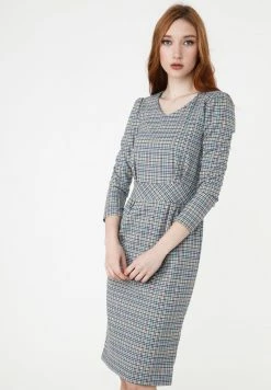 Madam-T Robe Fourreau - Grau Gelb