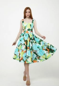 Madam-T KERSTIN - Robe De Jour - Weiß, Hellblau