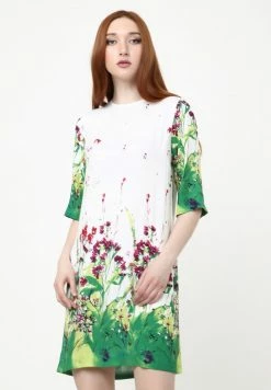 Madam-T MILANA - Robe De Jour - Weiß, Hellgrün