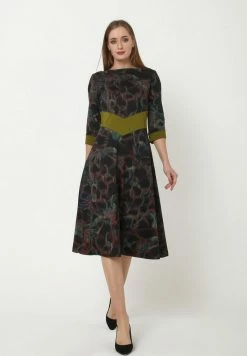 Madam-T Robe En Jersey - Schwarz Grün