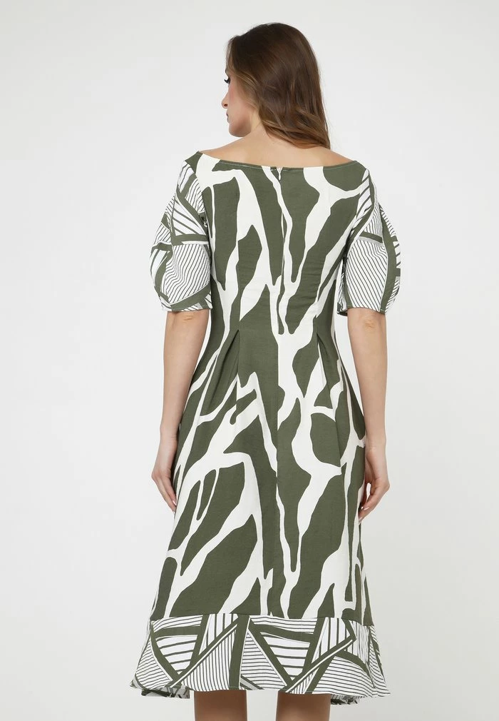 Madam-T KLEID ROBERTA - Robe De Jour - Khaki/weiß 3 Madam-T KLEID ROBERTA - Robe De Jour - Khaki/weiß – Image 3