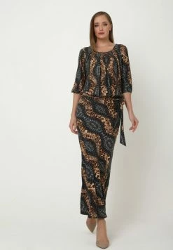 Madam-T Robe Longue - Braun, Grau