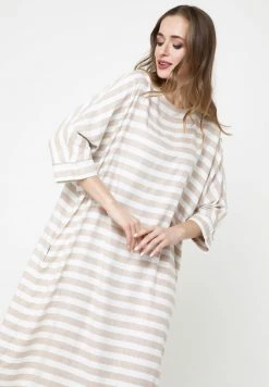 Madam-T Robe En Jersey - Beige, Weiß -Madam-T Soldes 2022 e6f8a202cf1f41f683311ea1d11fb0b0