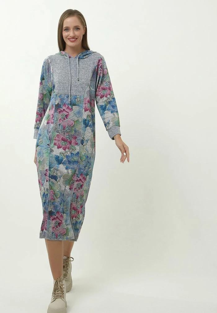 Madam-T ZLATA - Robe Fourreau - Hellblau/ Lila 2 Madam-T ZLATA - Robe Fourreau - Hellblau/ Lila – Image 2