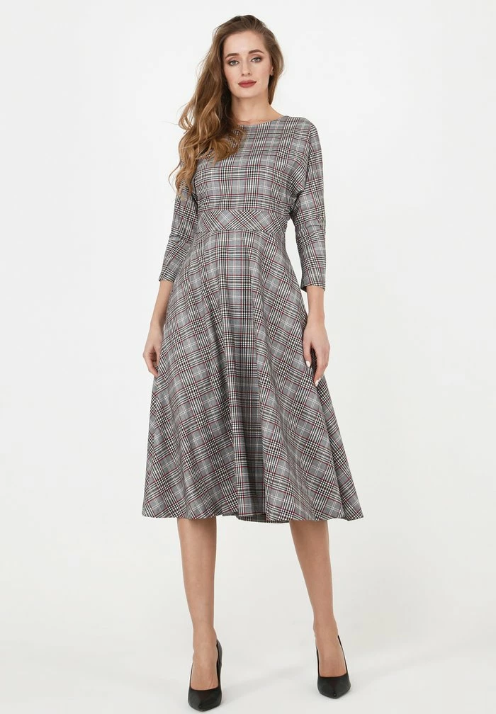 Madam-T ASUANA - Robe De Jour - Grau/ Weinrot 2 Madam-T ASUANA - Robe De Jour - Grau/ Weinrot – Image 2