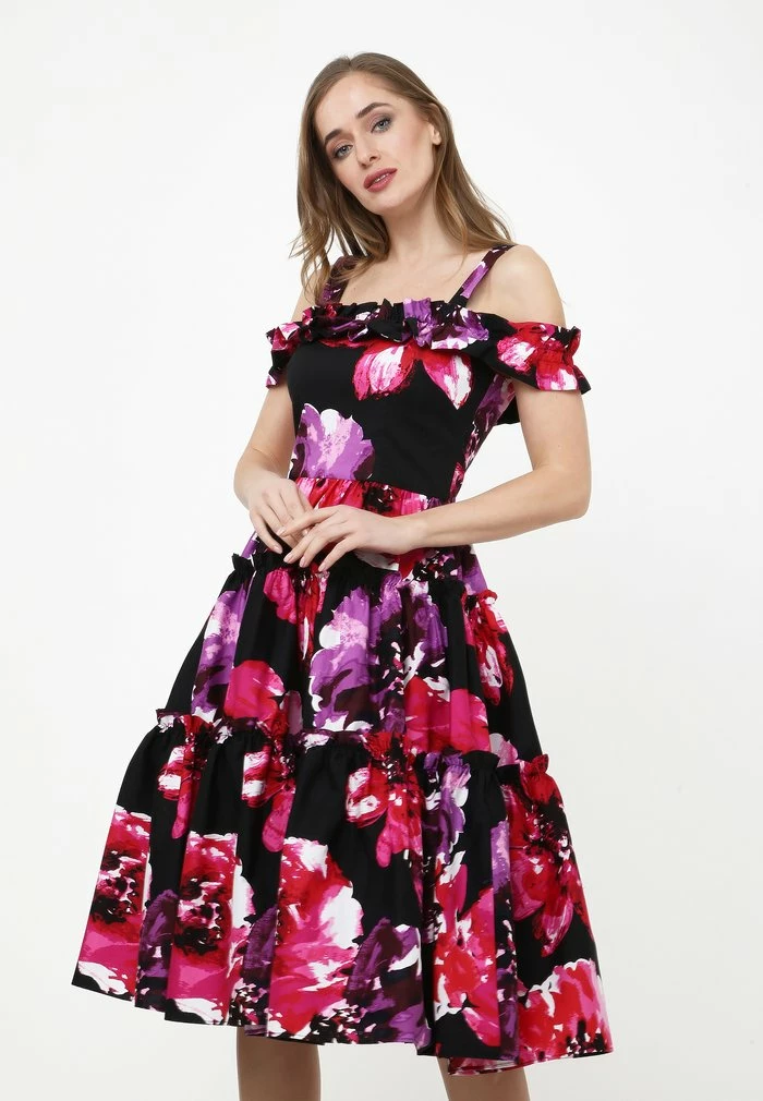 Madam-T MICHELINA - Robe De Jour - Schwarz / Himbeere 1 Madam-T MICHELINA - Robe De Jour - Schwarz / Himbeere