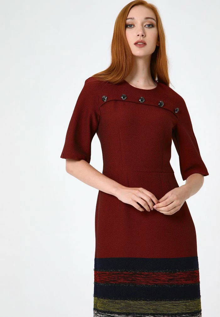 Madam-T NOELLA - Robe Fourreau - Wein Rot, Hellgrün 5 Madam-T NOELLA - Robe Fourreau - Wein Rot, Hellgrün – Image 5