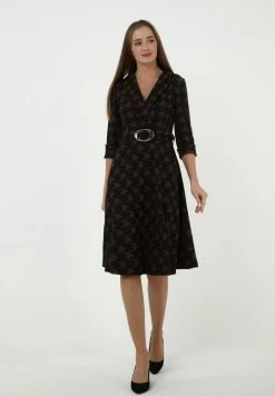 Madam-T NENSI - Robe De Jour - Schwarz, Rot