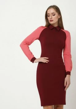 Madam-T JERSEYKLEID AVIRA - Robe De Jour - Weinrot, Koralle