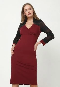 Madam-T Robe En Jersey - Blau, Weinrot