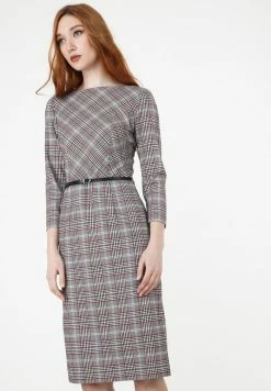 Madam-T Robe De Jour - Grau/ Weinrot