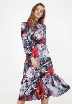 Madam-T PAOLINA - Robe De Jour - Dunkelgrau/ Weinrot