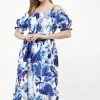 Madam-T CERCANA - Robe De Jour - Weiß, Kornblumenblau