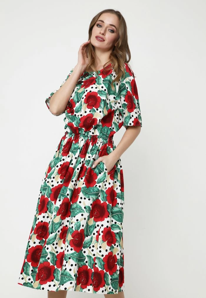 Madam-T CAMUS - Robe De Jour - Weiß/ Rot 1 Madam-T CAMUS - Robe De Jour - Weiß/ Rot