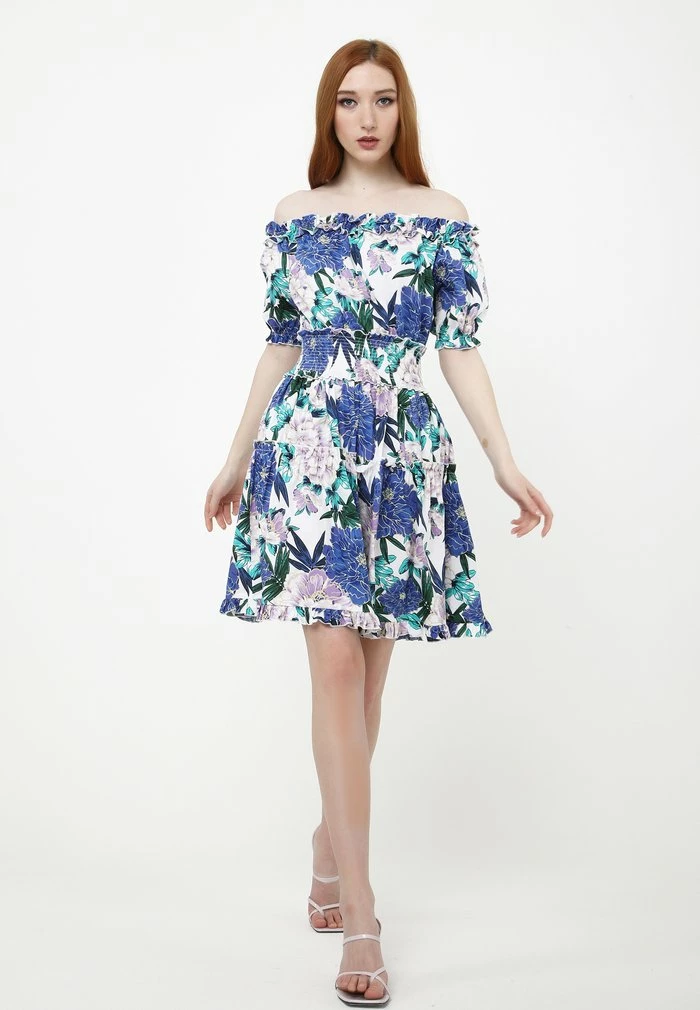 Madam-T Robe De Jour - Weiß, Kornblumenblau 2 Madam-T Robe De Jour - Weiß, Kornblumenblau – Image 2