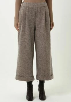 Madam-T TRESSA - Pantalon Classique - Schwarz/ Senf